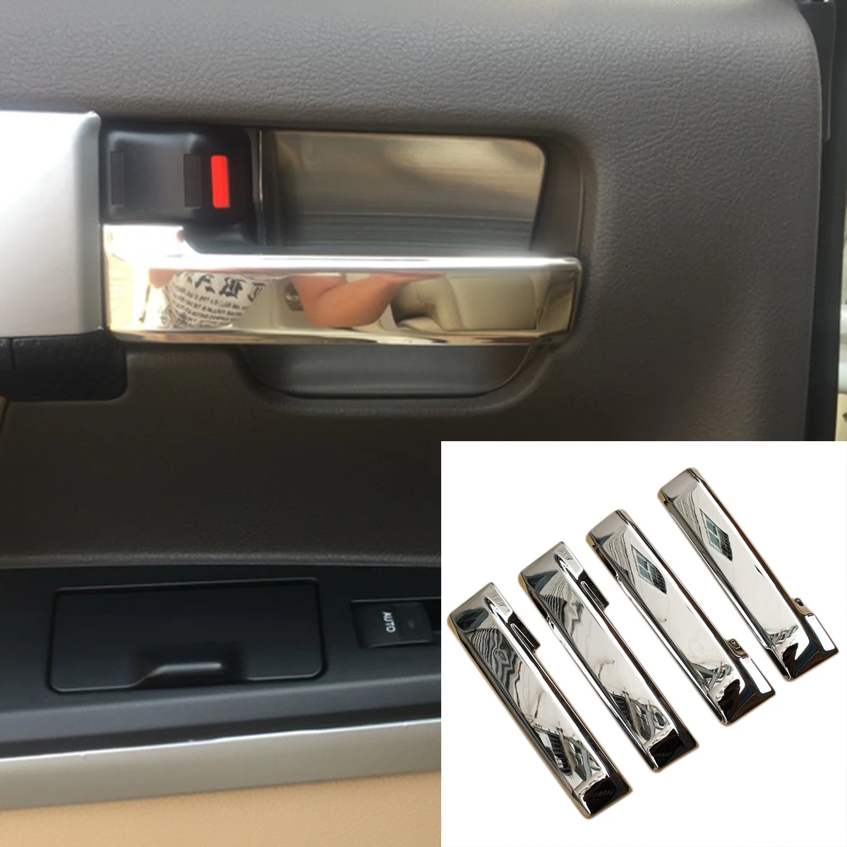 For Toyota Land Cruiser LC200 2008 2009-2016 2017 2018 2019 ABS Chrome Interior Door Handle Cover Trims