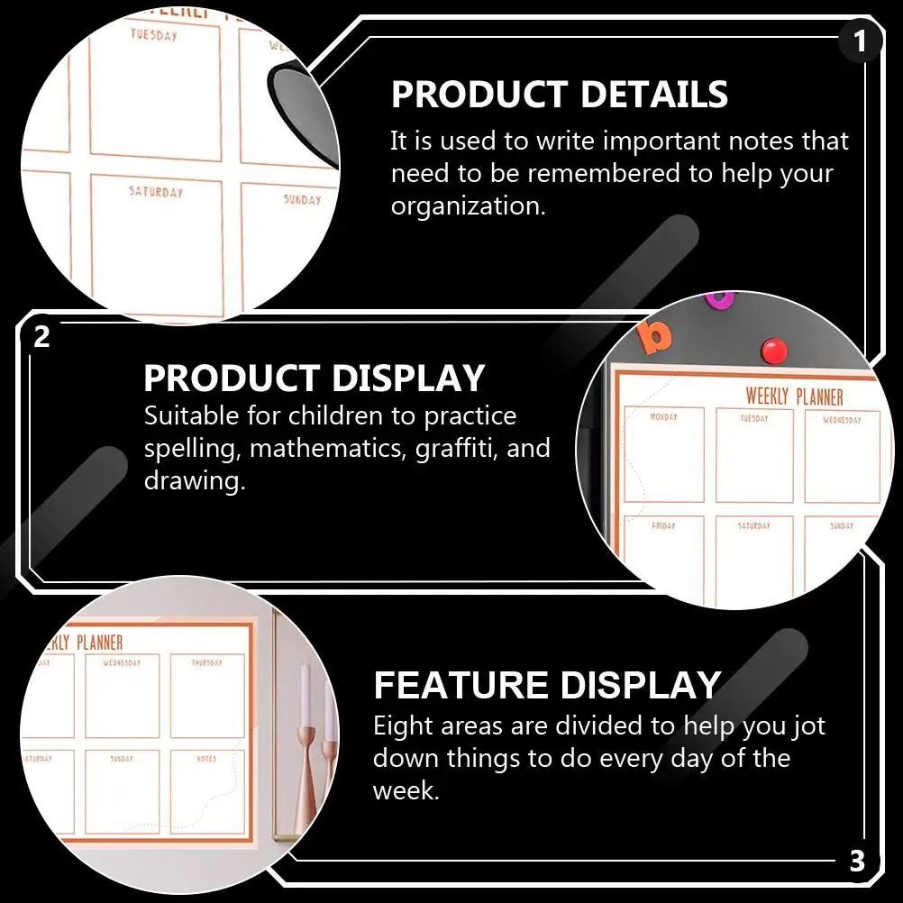 Whiteboard Stickers Daily Schedule Days of The Week for Label Labels Grid Repeatedly Erase Dry Erasable Blackboard Magnetic