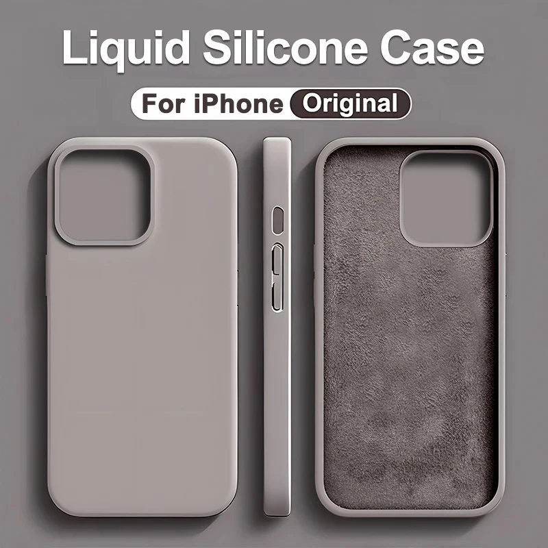 

Роскошный оригинальный чехол из жидкого силикона для iPhone 15, 14, 13, 12, 11 Pro Max Plus, противоударный мягкий чехол-бампер, аксессуары для телефонов