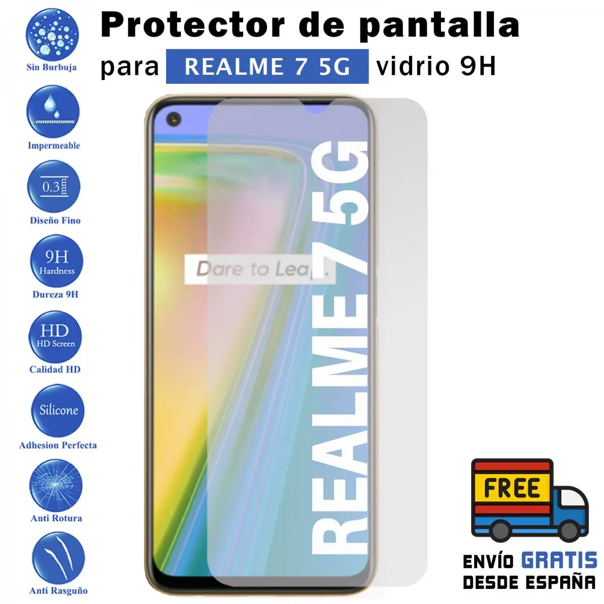 Realme 7 5G tempered glass 9H screen Protector for mobile-Todotumovil