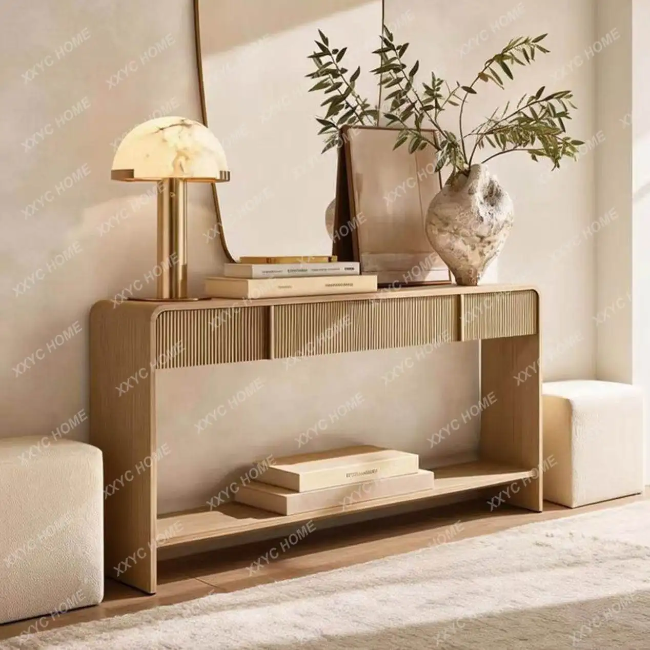Retro Xuanguantai solid wood decorative partition aisle display storage table exit