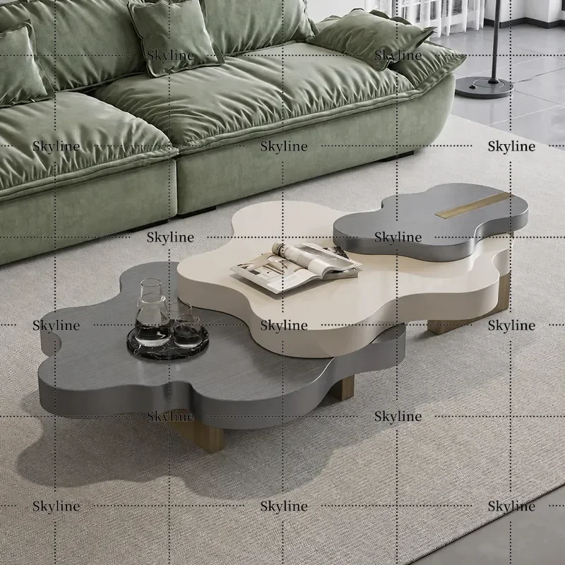 Cloud-Shaped Stainless Steel Coffee Table, Modern High-End Large Flat Top for Villa & Apartment