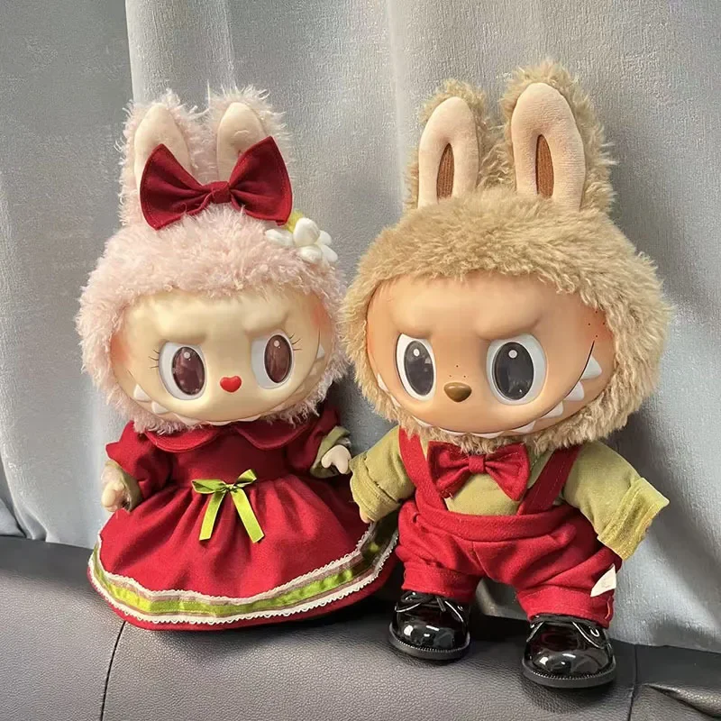 

Для Labubu 38 см Kawaii комплект для пары оливково-зеленый красный романтический наряд на день Святого Валентина кукольная одежда подарок