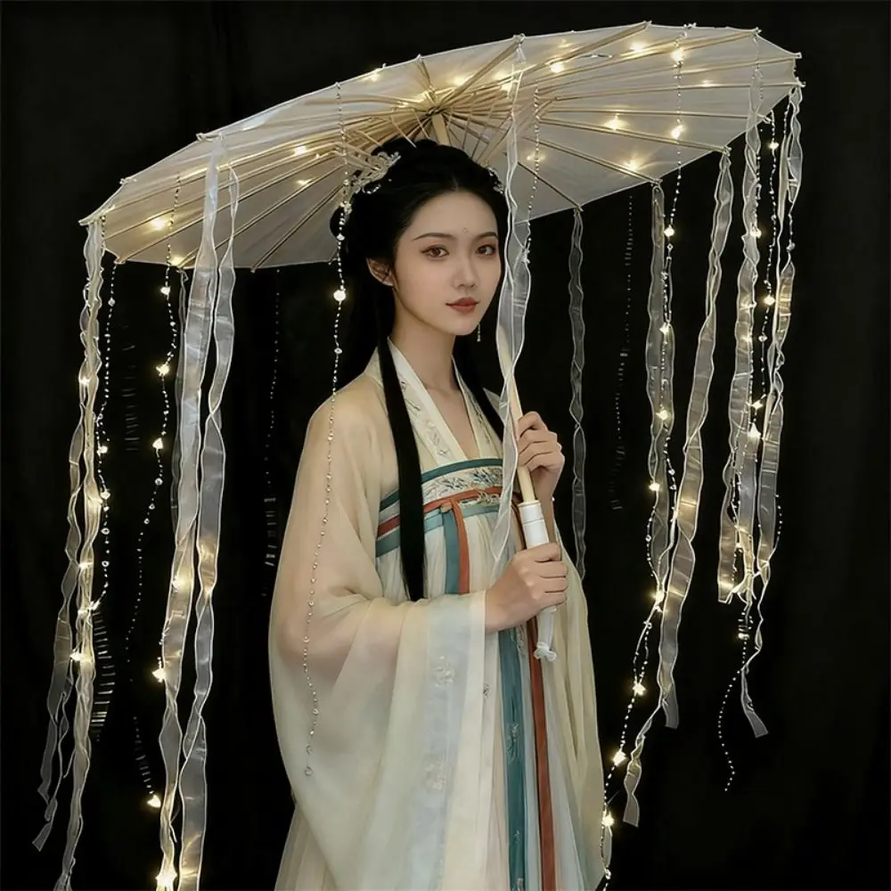 اليدوية LED الصينية اليابان غزل مظلة متعددة الأنماط قطر 70/82 سنتيمتر ورقة مزيتة قماش حريري مظلة #1