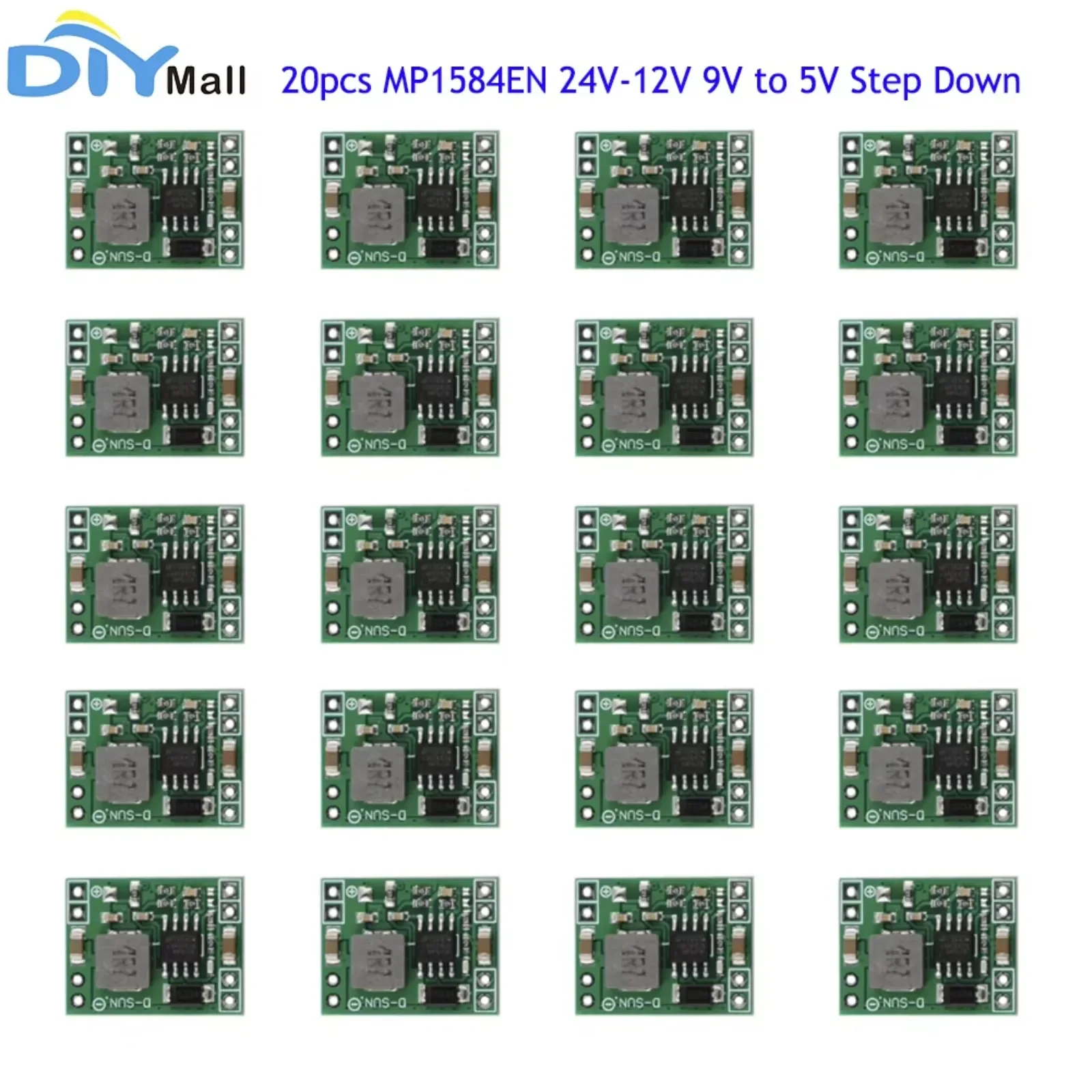 20pcs MP1584EN DC-DC Step Down Power Supply Module 3A Adjustable Buck Converter 24V-12V 9V to 5V for arduino Replace LM2596