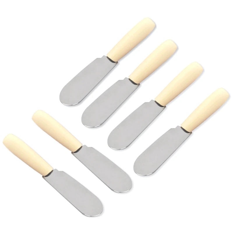 Stainless Steel Butter Knife Cream Spatula Kitchen Utensil Set Cooking Tools Butter Knife With Plastic Handle, 6PCS