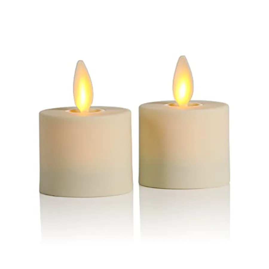 

Набор из 2 светодиодных свечей без пламени, имитирующих настоящий огонь, с пультом дистанционного управления и функцией таймера, работающие от батареек.