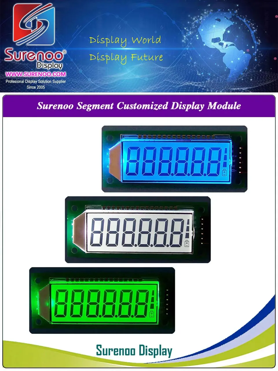 Wyświetlacz LCD Surenoo 6-cyfrowy "8 8 8.8.8.8" 7-segmentowy cyfrowy moduł 5V z wbudowanym kontrolerem HT1621 i podświetleniem. — zdjęcie 2