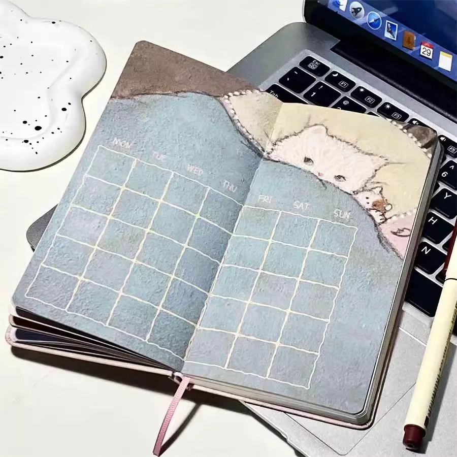 Cute Little Elephant Notebook Color Inner Page Cartoon illustration Daily Planner Portable Schedule Planning Pocket Book