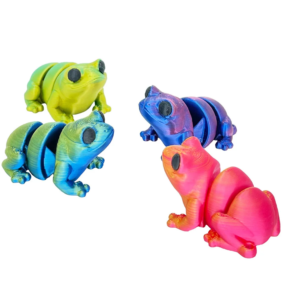 Figurines d'animaux de grenouilles imprimées en 3D, modèle multi-joint mobile, ornement décoratif, créativité de bureau, nouveauté, jouets cadeaux pour enfants