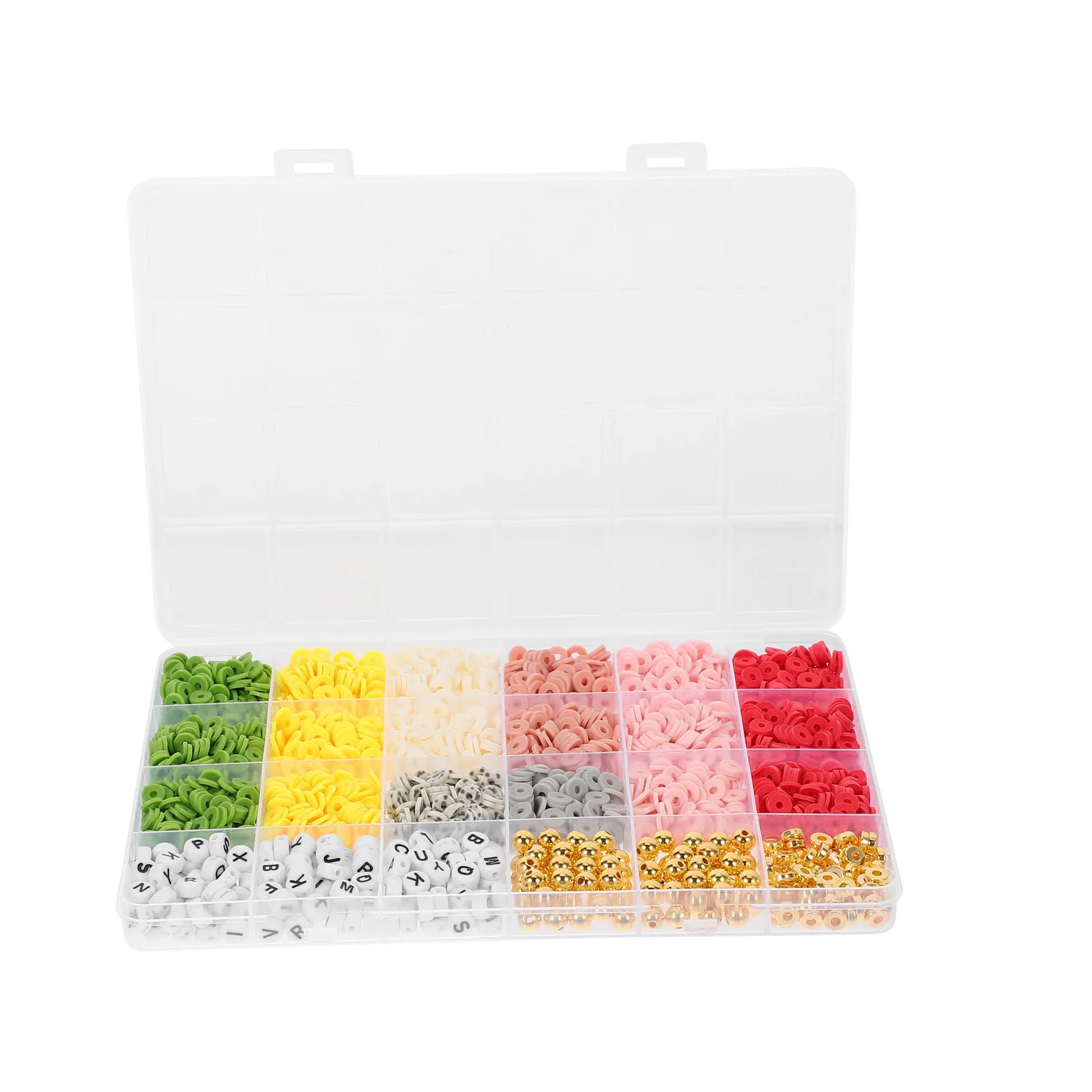 Scatola di perline in argilla polimerica Set di perline sparse con distanziatore piatto colorato per braccialetti fai-da-te, collane, creazione di gioielli, perline distanziatrici artigianali