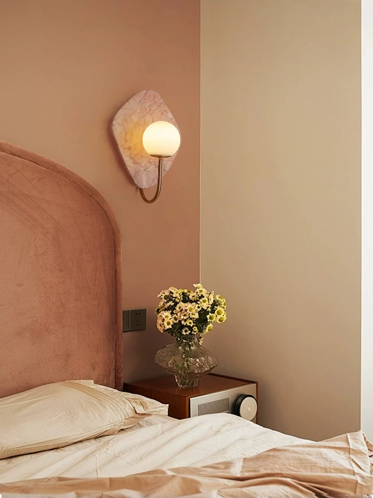 Marble wall lamp with ancient wabi sabi style, living room, bedroom, homestay, hotel, staircase, hallway, wall lamp