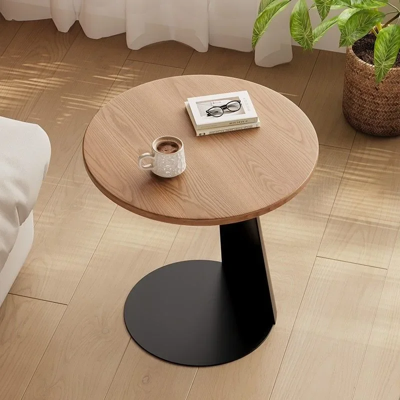 Walnut solid wood edge C-shaped creative sofa round table medieval simple balcony