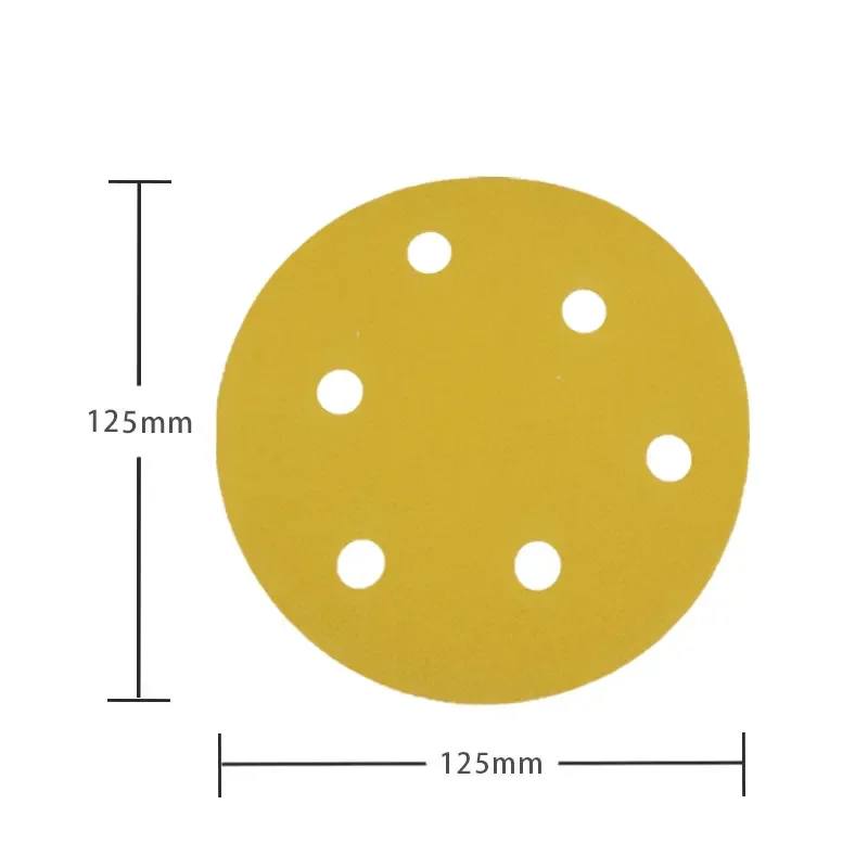 100pcs 125mm Sandpaper 6 Hole  Round Shape Sanding Discs Hook Loop Sanding Paper Buffing Sheet Sandpaper Sander Polishing Pad