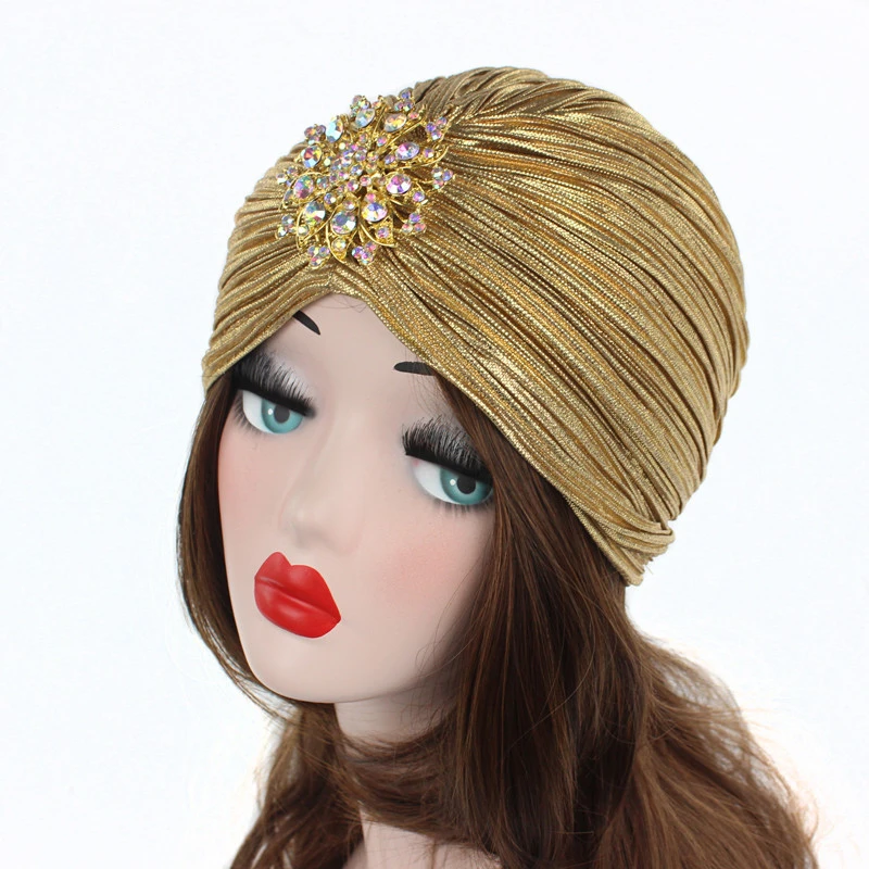 Women Vintage Velvet Knit Turban Beanie Hats Headwraps 1920s Gatsby Cap Flapper Hat Twist Pleated Stretch Headscarf