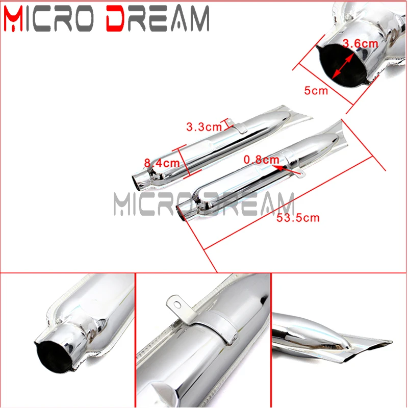 Motorcycle Retro Fishtail Exhaust Pipe Muffler 24HP 32HP Engine Part Case Silver For BMW Ural K750 M1 M72 R71 R12 Dnepr MT12