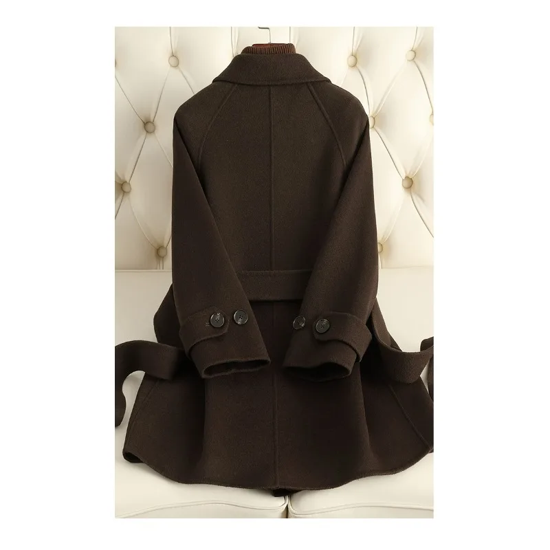 Double-sided Cashmere Coat for Women with A High-end Feel New Autumn and Winter Loose Short Woolen Coat for Petite Women Simple