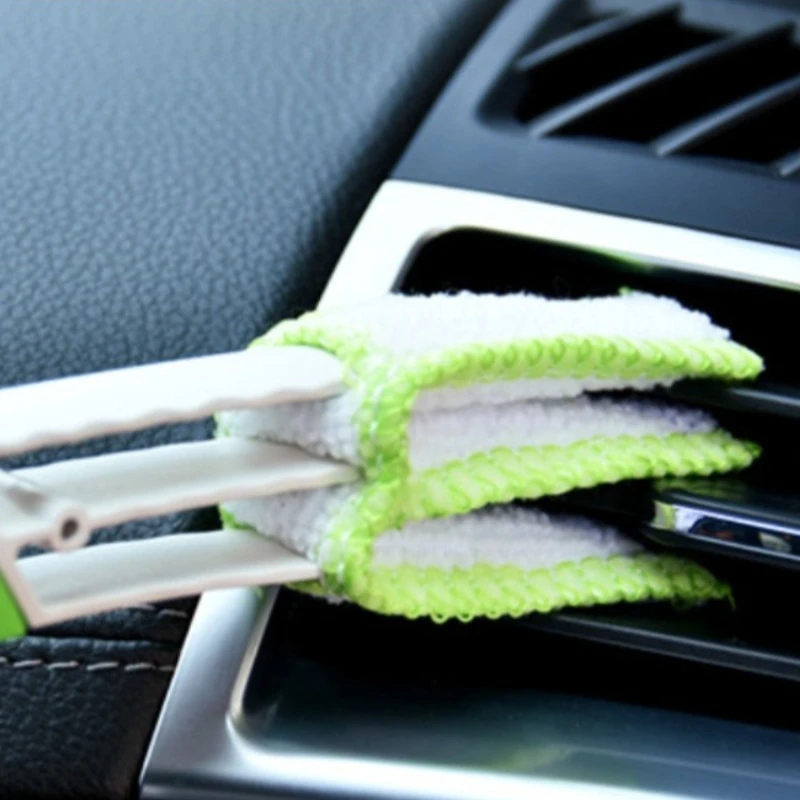 Multifunction Car Air Vent Cleaner Mini Double-end Micro Fiber Vent Duster Removable Cloth Cover Portable Cleaning Brush For Car