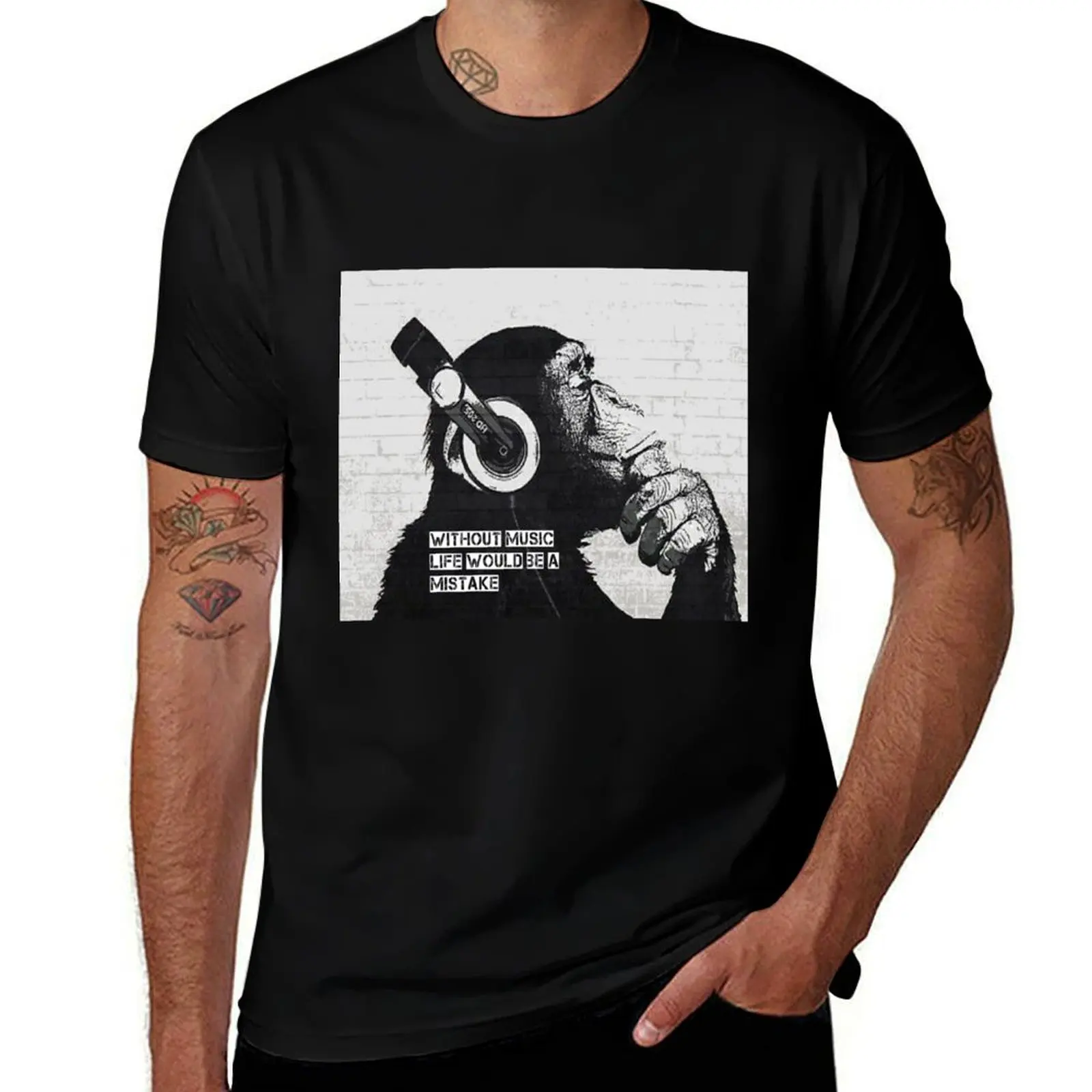 Without Music Life Would Be A Mistake T-Shirt Large Size Loose Casual Tee T-Shirt