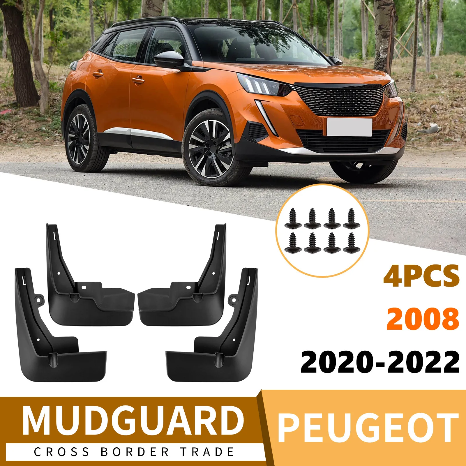 Für 2020-2022 Peugeot 2008 Weiche Vorder- und Hinterrad-Schmutzfänger Spritzschutz Auto-Zubehör