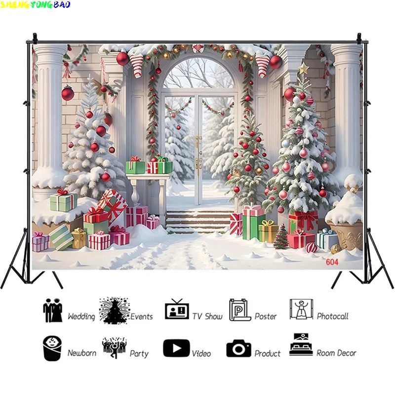 Vinyl Custom Christmas Day Photography Backdrops Happy Magic Xmas Eve New Year Candy Fireplace Studio Background Props JD-03