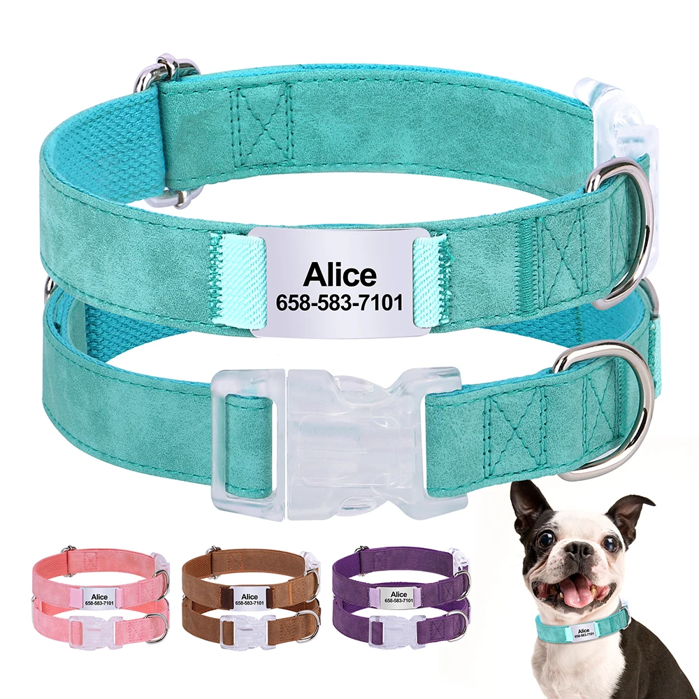 

Custom Nylon Dog Collar Personalized Pet Name Anti-lost Collars With Free Engraved Namelplate for Small Medium Dogs Bulldog Pug