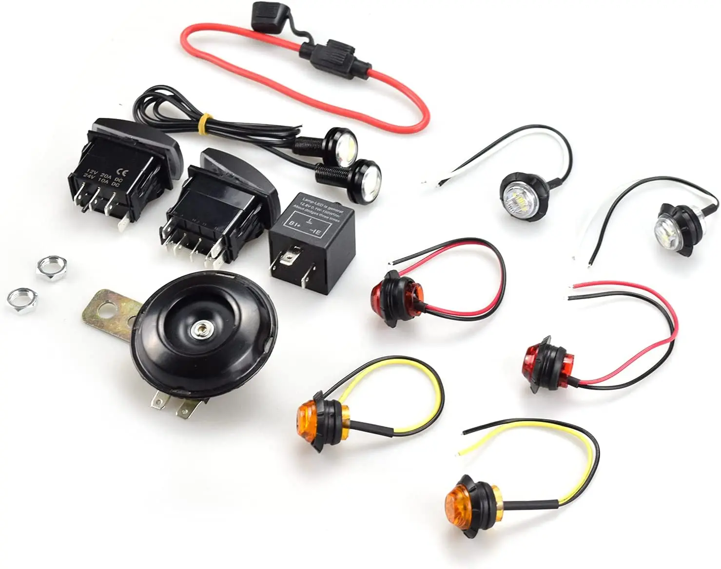 Universal ATV UTV SXS Street Legal Kit with Turn Signal Light Rocker Switch Horn Flasher Relay