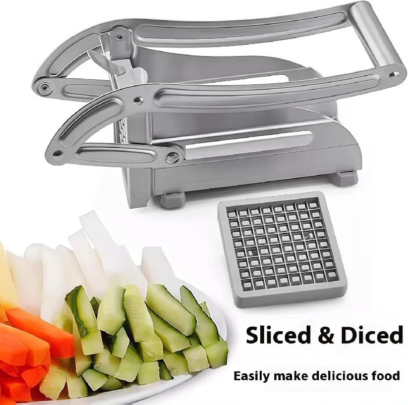 Stainless Steel French Fry Cutter with 1/2-Inch Blade - Heavy-Duty Potato Cutter, Perfect for Cutting Potatoes, Carrots & Cucumb