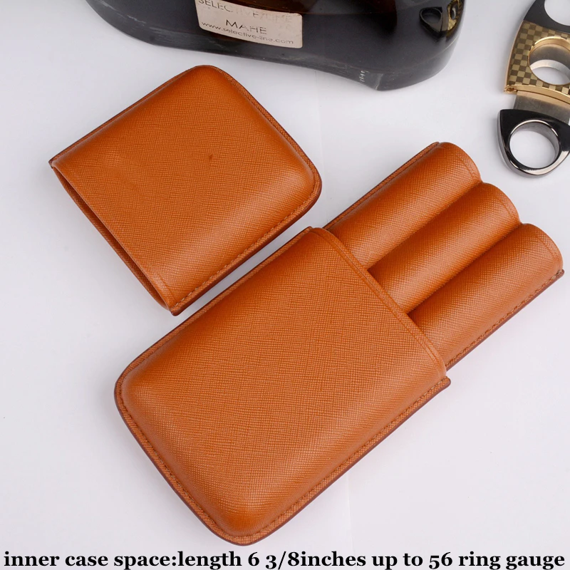 

Man-made Leatehr Cigar Case 3 Tubes Cigar Holder 6" Long Cigar Tool Mini Cigar Box Travel Cigar Humidor Men's Accessory