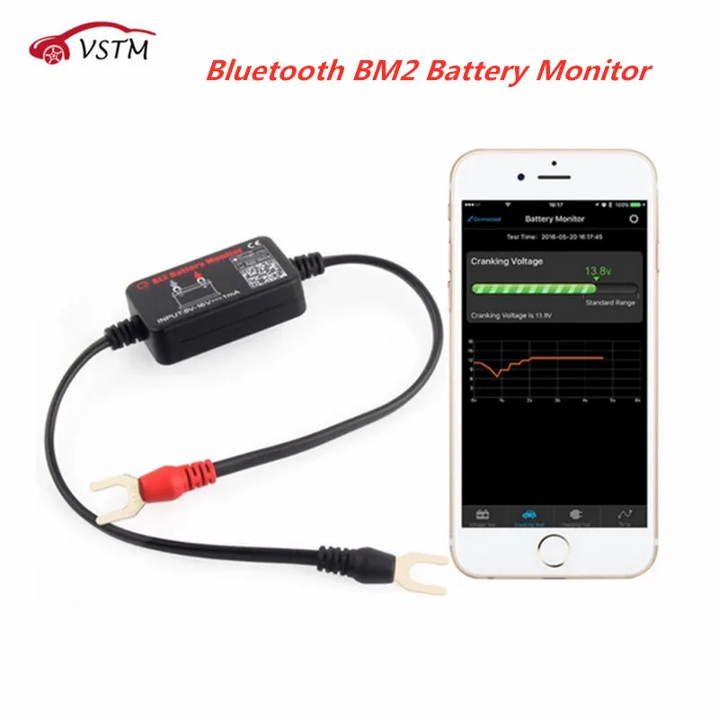 2022 Newest  BM2 Bluetooth 12V Battery Monitor Car Battery Analyzer Test Battery Diagnostic Tool For Android IOS Phone