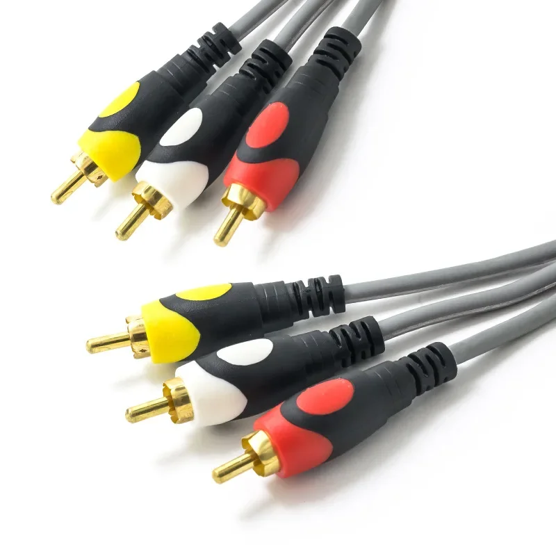 3X RCA Plug Video Cable For DVD VCD TV Set-top Box Amplifier 3RCA to 3 RCA Male To Male Audio Cable Gold Plated AV Cable