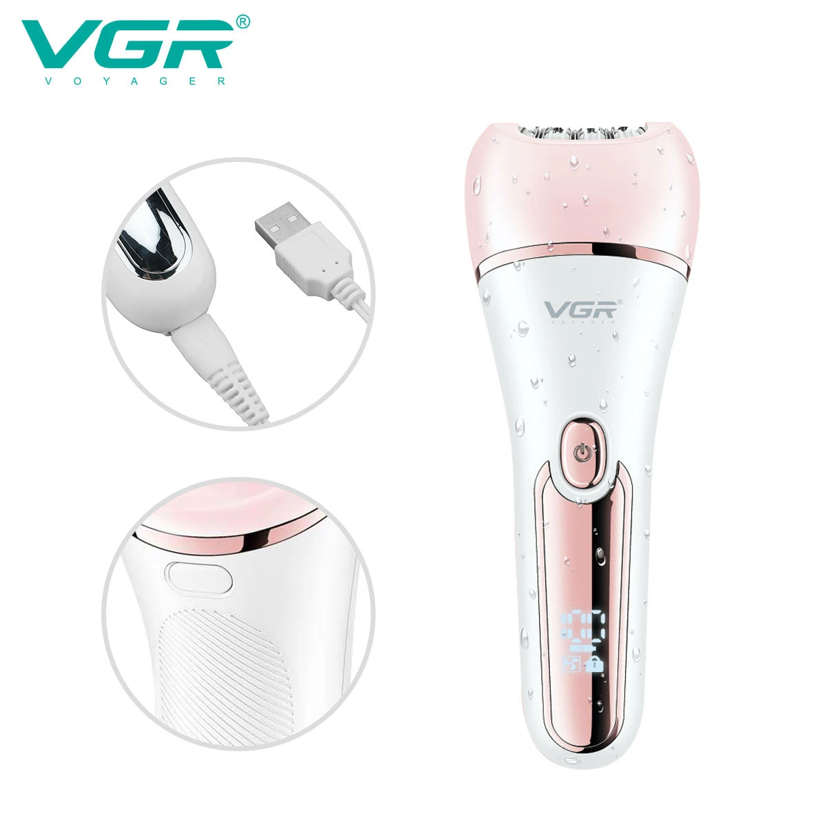 VGR Hair Remover Rechargeable Epilator Professional Lady Shaver Electric 6 In 1 Bikini Leg Body LED Epilator for Women V-733 image 4