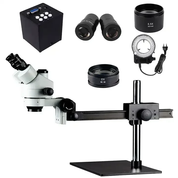 Confocal Zoom Trinocular Stereo Microscope 3.5X- 180X Jewelry Identification Digital Camera Adjustable Interpupillary Microscope