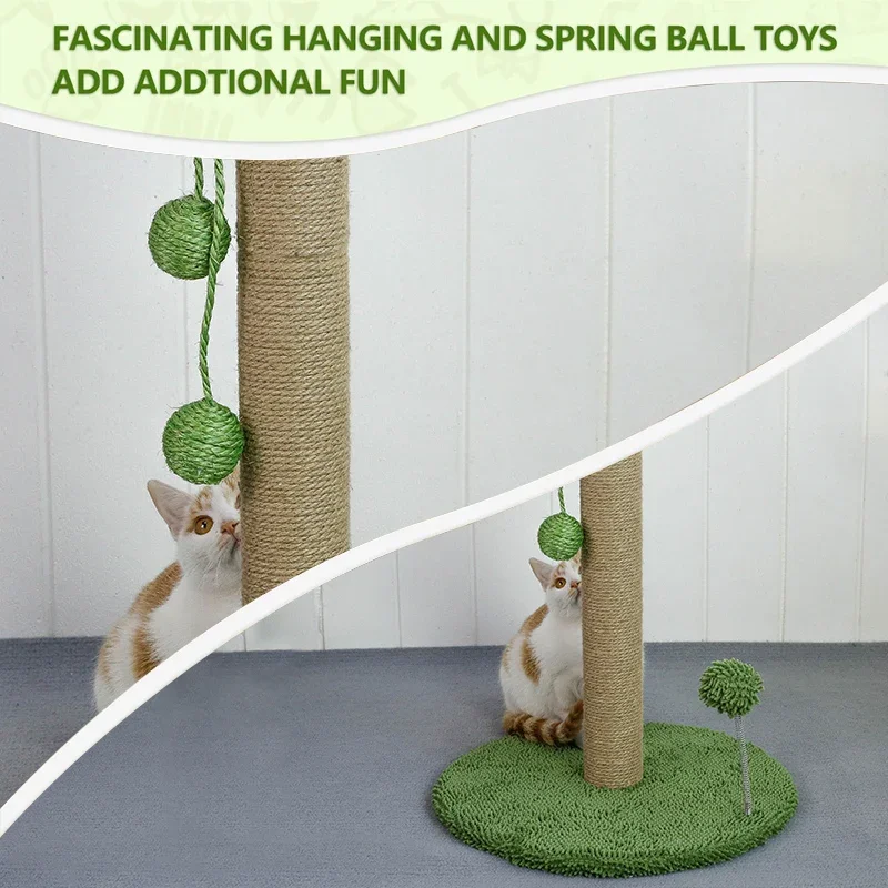 Imagem -05 - Cat Scratching Post 24 Inch Gatinho com Corda de Sisal Premium Bonito Gato Árvore com Dangling e Primavera Bola Brinquedos