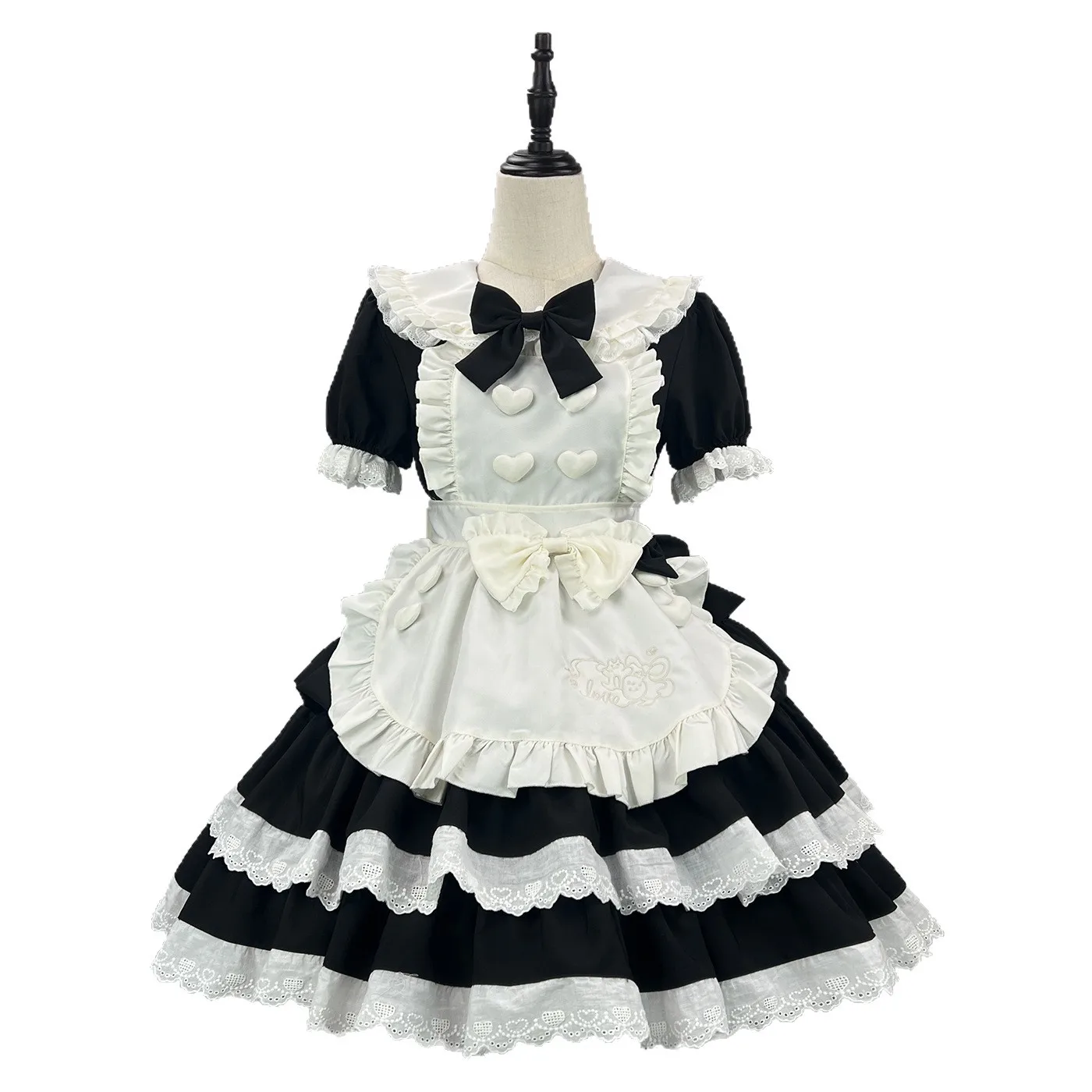 Dulce picante negro rosa vestido de sirvienta Lolita linda hermana dulce hermana suave OP vestido de princesa fugitivo