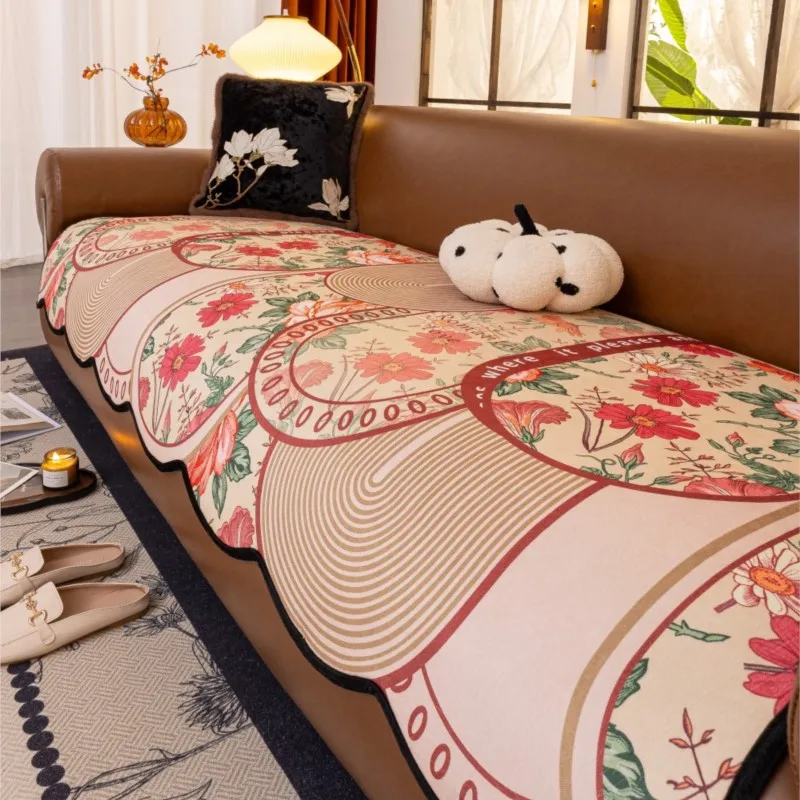 2025 أربعة مواسم الشنيل الزهور يغطي الاقسام الأريكة الغلاف الأثاث بروتيك عدم انتظام وسادة السجاد المضادة للقطط خدش