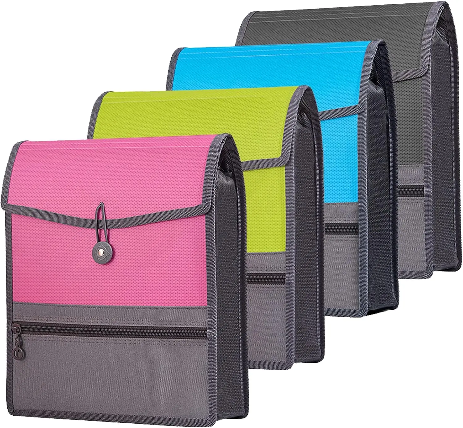 Expanding File Folder Document Organizer with Elastic Cord & Button Closure, 3.5