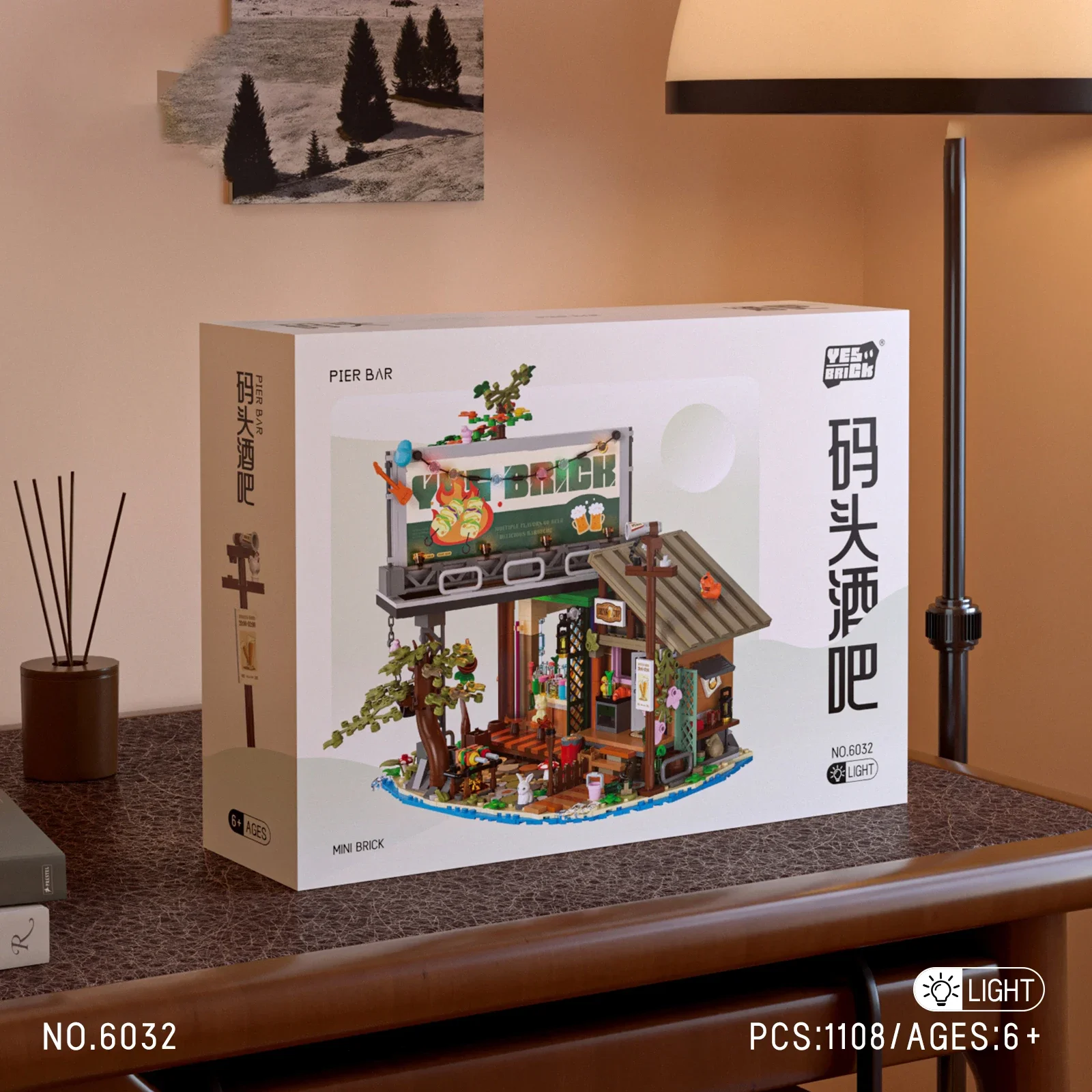 1108 Teile MOC City Street View Serie Pier Bar Kleine Partikel Puzzle Montage Bausteine Pub Festival Spielzeug Geschenke