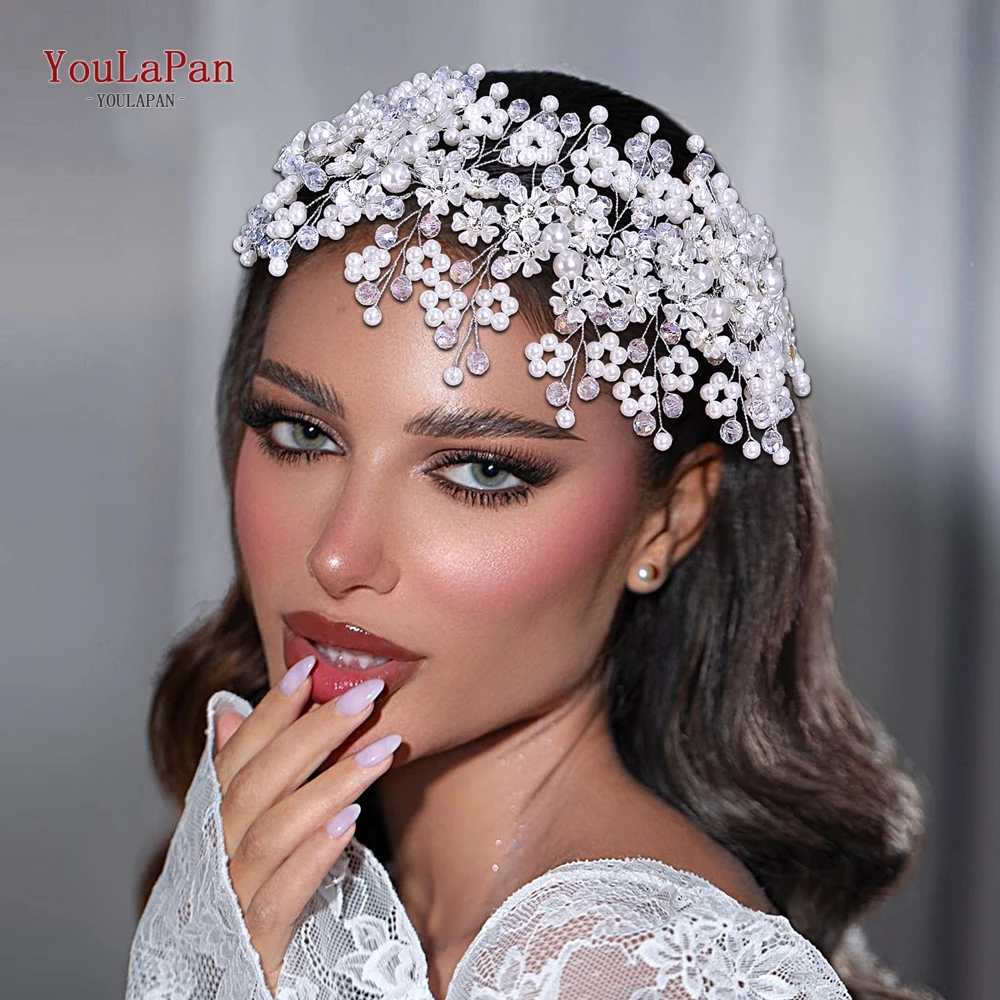 

YouLaPan Elegant Wedding Bridal Headband Pearl Crystal Headwear Women Banquet Party Headdress Handmade Hair Accessories HP839