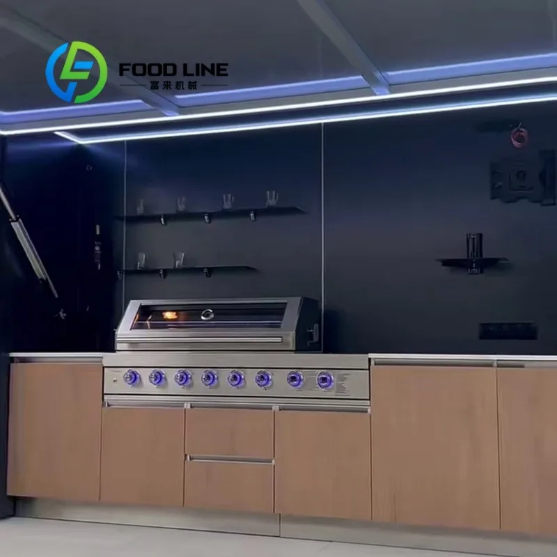 Custom Premium Waterproof Stainless Steel Outdoor Kitchen Equipped With BBQ Grill And Shelter For Garden Backyard