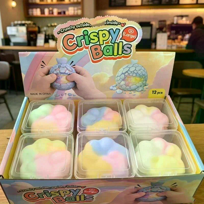 Colorful Crispy Stress Balls Pinch Toy Stress Relief Squeeze Wax Coating Balls For Home Office Relax Squeeze Party Gifts 1Pcs