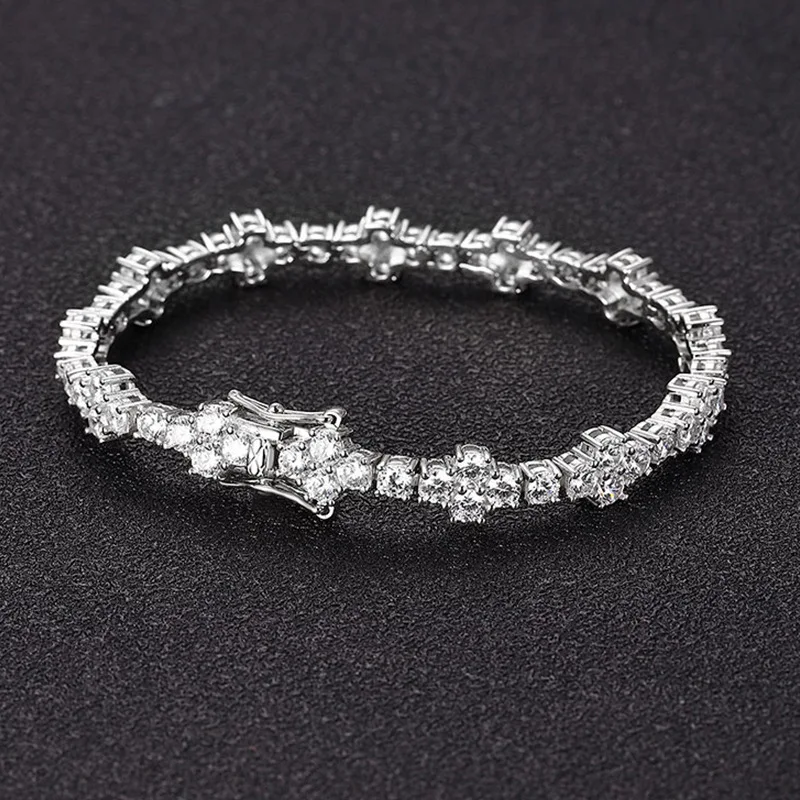 

Luxury Solid Platinum PT950 Women's 3MM Moissanite Diamond Cross Bracelet Full Diamond Bracelet