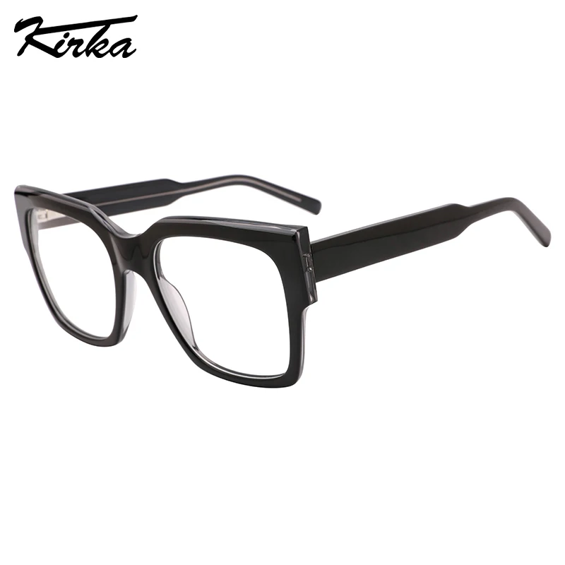 Kirka Unisex Acetate Oversized Square Thick Double Colors Frames Wide Temples Optical Prescription Eyeglasses 4 Colors WD1435