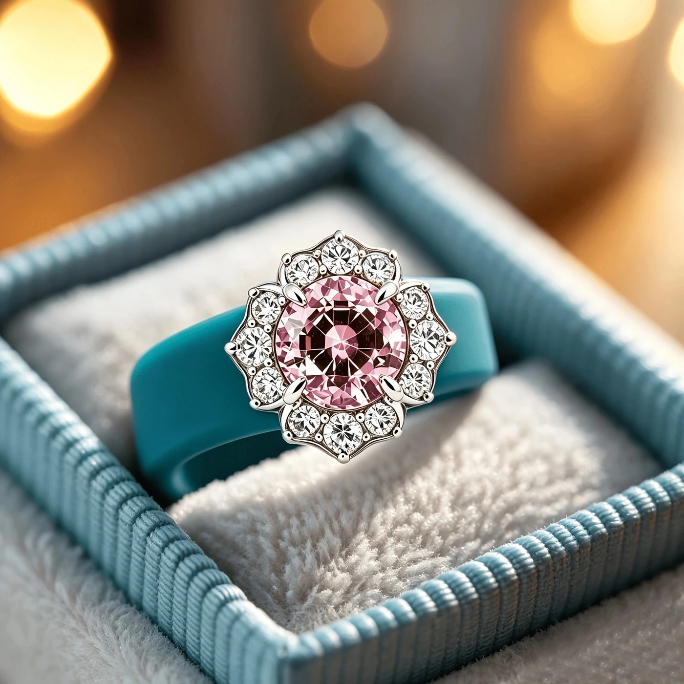 Blue Silicone Rings in a Claw-Set Floral Design, Inlay CZ; Soft and Skin-Friendly, Suitable for Everyday Wear and Work