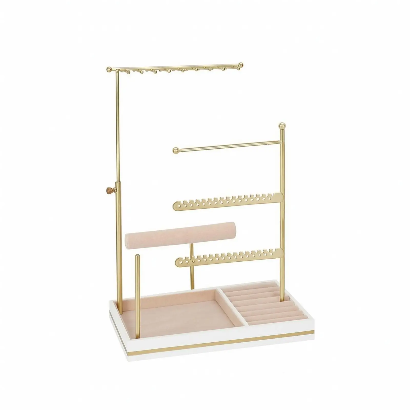 Rotating Style Jewelry Display Stand Organizer for Necklaces Earrings Bracelets Rings Tabletop Wood Base