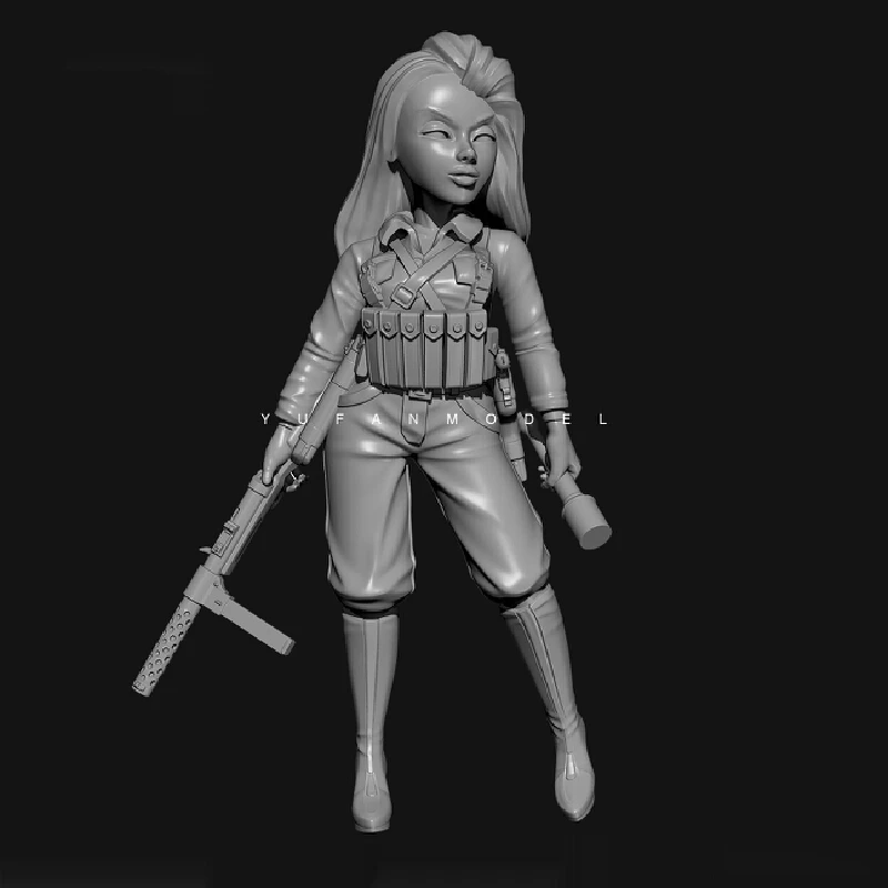 

55mm Q Version Female Captain Resin Model Figure Gk Micro Miniature 3d Printed White Model Toy Unassembled And Unpainted Kit