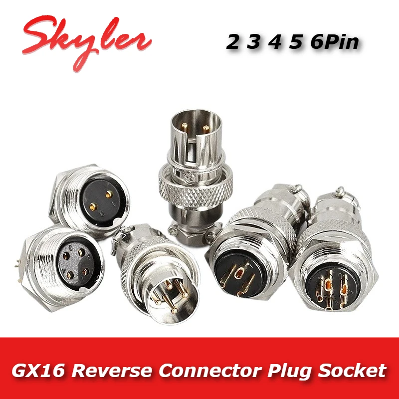 GX16 Reversible Aviation Plug Socket 2 3 4 5 6 7 8pin DF16 Soldering Connectors 16MF Signal Socket 300/500V Male Female Adapter
