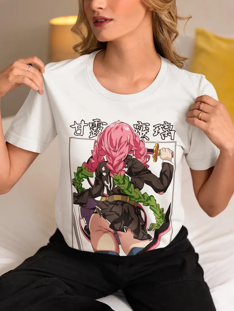 Anime Pink Samurai Unisex T-shirt - Japanese Manga Style, 2020s Era Clothing, Otaku Gift, Japan-Inspired,