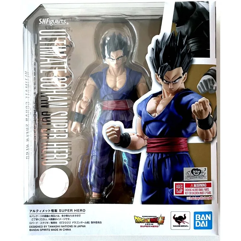 Japanische Bandai Shf Adulthood Son Gohan Dragon Ball Super Hero Theater Edition Bewegliche Anime Figur Modell Desktop Ornamente Puppe