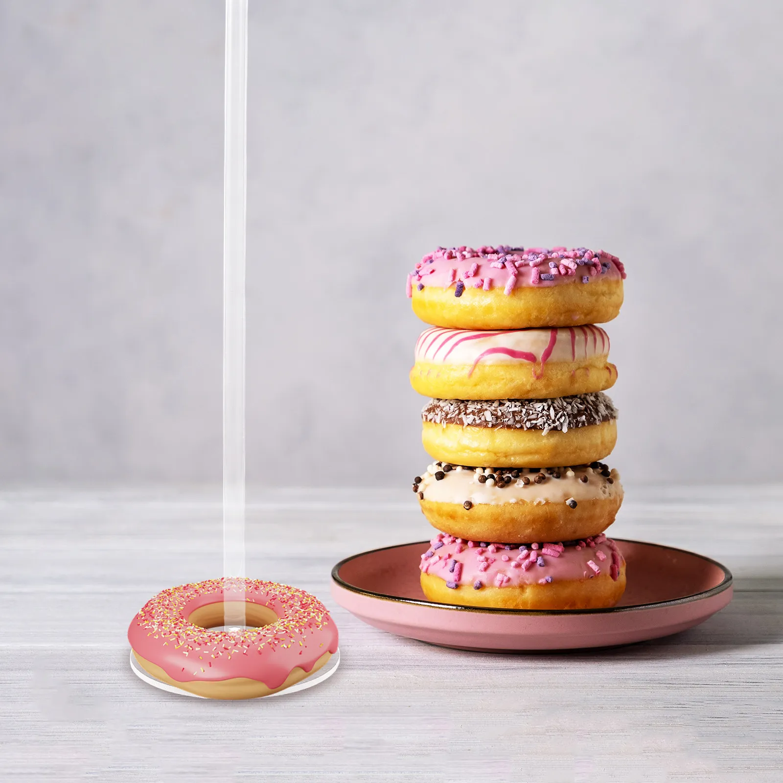 4Pcs Clear Acrylic Donut Stand Removable Non-Slip Dessert Table Tower for Bagels Donuts Party Wedding Baby Shower Birthday